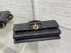 Dior 26 Bow Pearl Chain Clutch Black Lambskin GHW