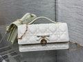 Dior 26 Bow Pearl Chain Clutch White Lambskin GHW