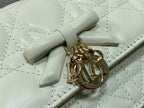Dior 26 Bow Pearl Chain Clutch White Lambskin GHW