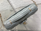 Dior 26 Bow Pearl Chain Clutch Cement Gray Lambskin GHW