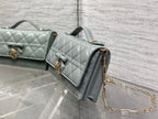 Dior 26 Bow Pearl Chain Clutch Cement Gray Lambskin GHW