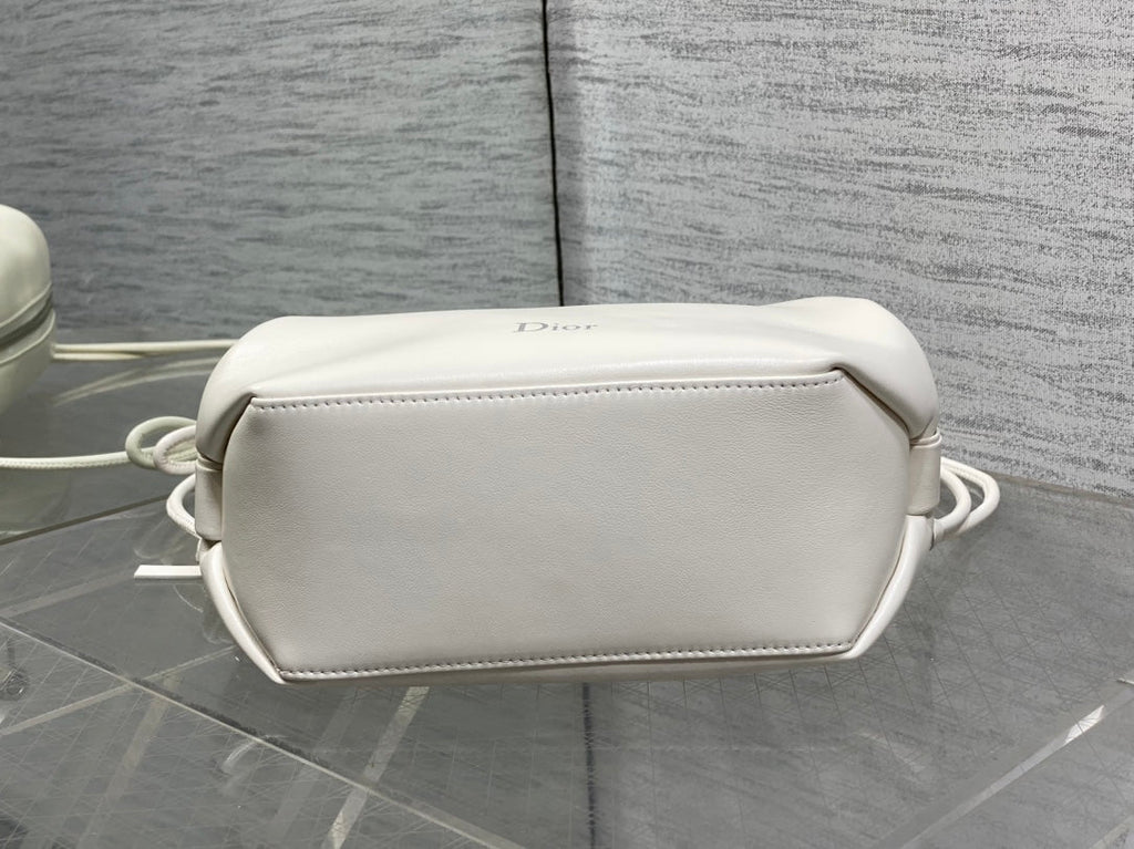 Dior 26 Bow Pouch 20cm in White Lambskin