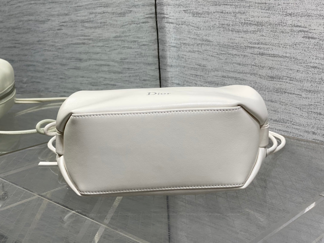 Dior 26 Bow Pouch 20cm in White Lambskin