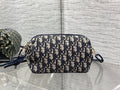 Dior 26 Bow Pouch 20cm in Blue Jacquard Lambskin