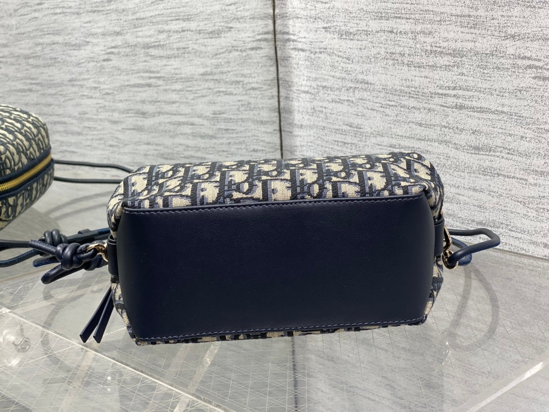 Dior 26 Bow Pouch 20cm in Blue Jacquard Lambskin