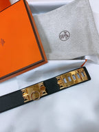 Hermès Collier De Chien 50 Belt Black Epsom Calfskin With Gold-tone Metal Buckle