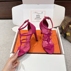 HM 26ss High Heels Sandals 10.5 Pink Suede 686013