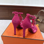 HM 26ss High Heels Sandals 10.5 Pink Suede 686013
