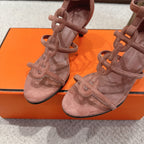 HM 26ss High Heels Sandals 70 Brown Suede 686010