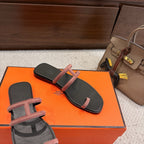 Hermes Georgia Sandals Brown in Suede 685984