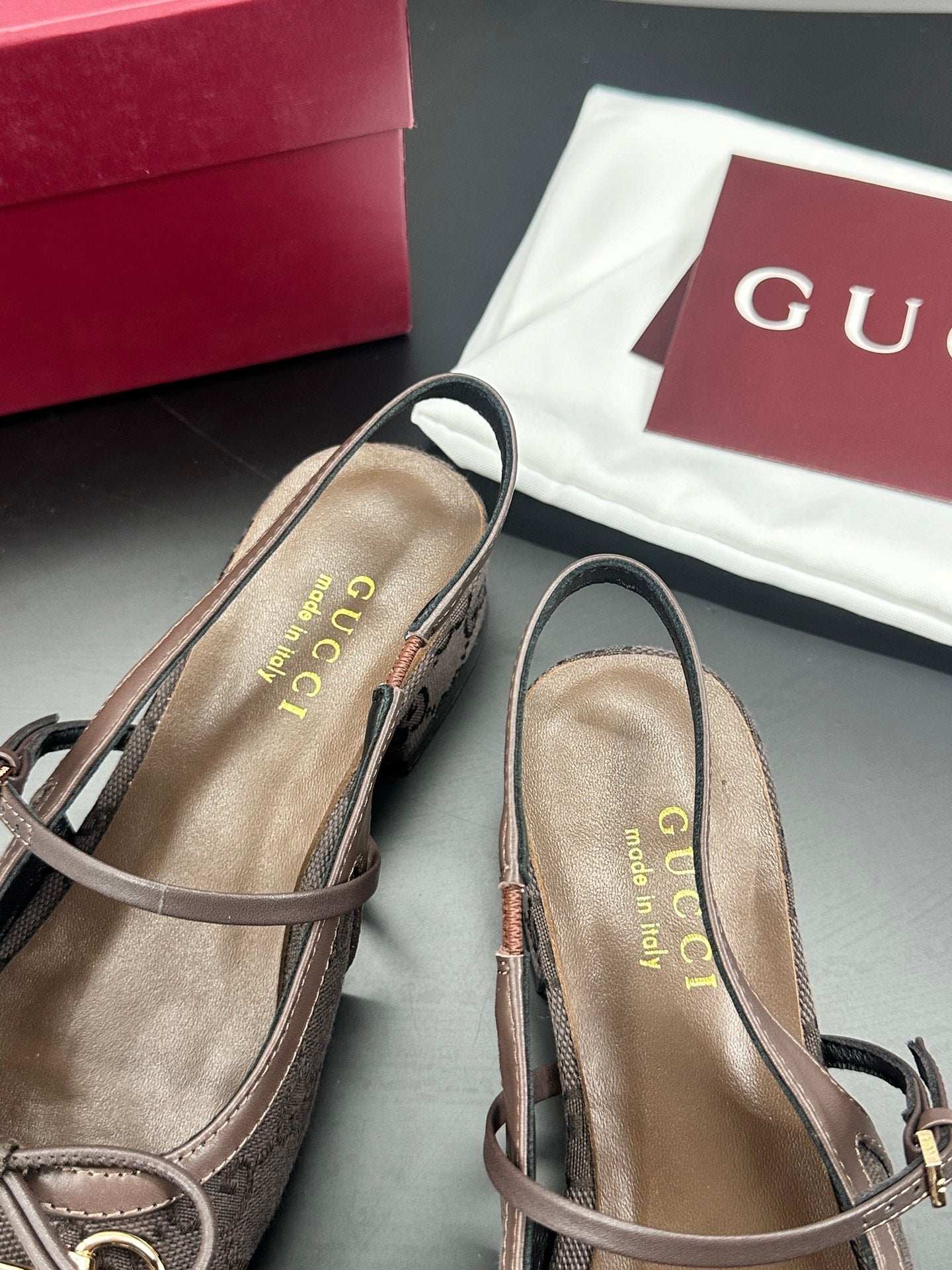 Gucci Horsebit Slingback Chocolate in Denim 688318