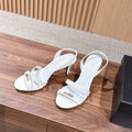 CC 26SS Gold Buckle Strappy High-Heeled 85 Sandals White in Cowhide 692566