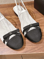 CC 26SS Slingback with Bow White Black in Mesh 692550