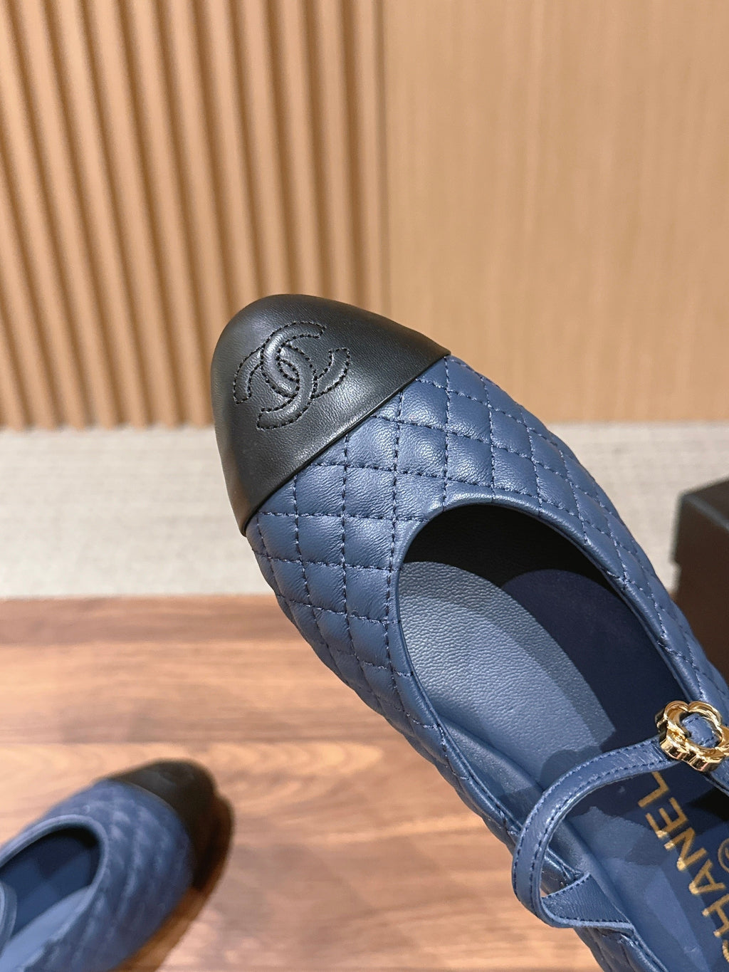 CC 26SS Quilted Mary Jane Blue Black in Calfskin 692540