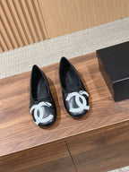 Chanel   Cambon Ballet Flats Black White in Lambskin 692528