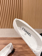 Chanel   Cambon Ballet Flats White Black in Lambskin 692527