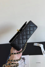 Chanel Mini Flap Handle 19.5cm Black in Caviar leather 284669