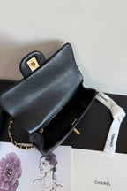 Chanel Mini Flap Handle 19.5cm Black in Caviar leather 284669