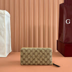 GG Marmont Series Full Zip Wallet Brown in Canvas 285027