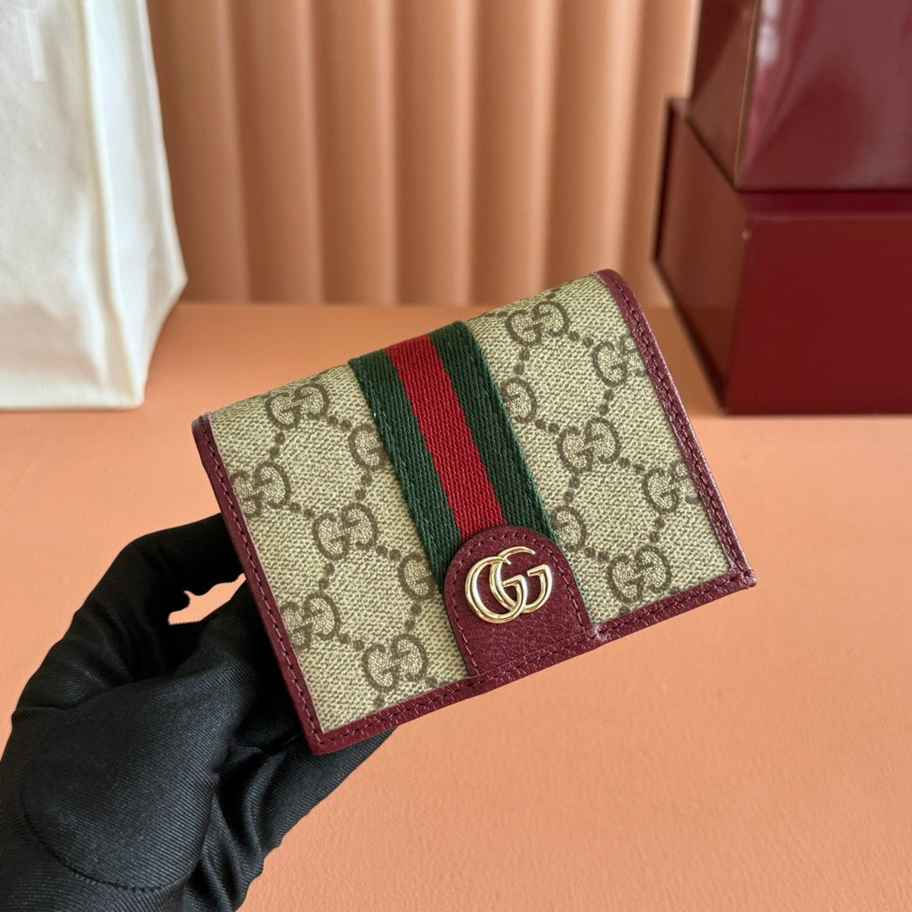 GG Ophidia Wallet 11 Dark Brown Beige in Soft GG Supreme 285047