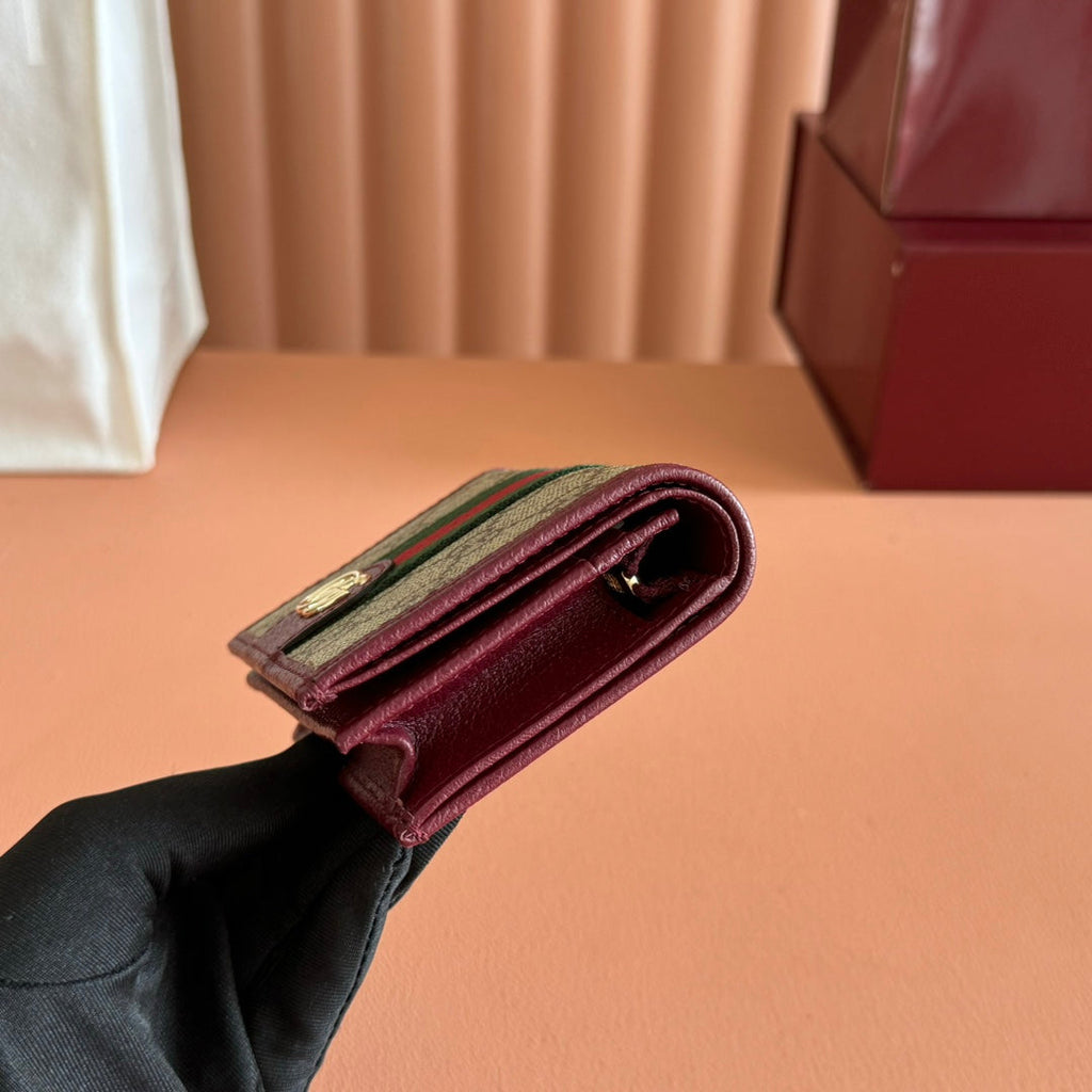 GG Ophidia Wallet 11 Dark Brown Beige in Soft GG Supreme 285047