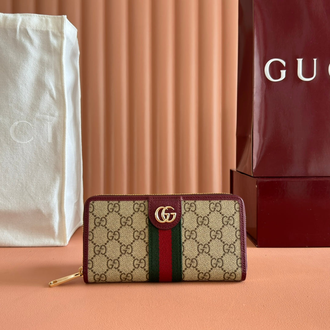 GG Ophidia Wallet 19.5 Dark Brown Beige in Soft GG Supreme 285050