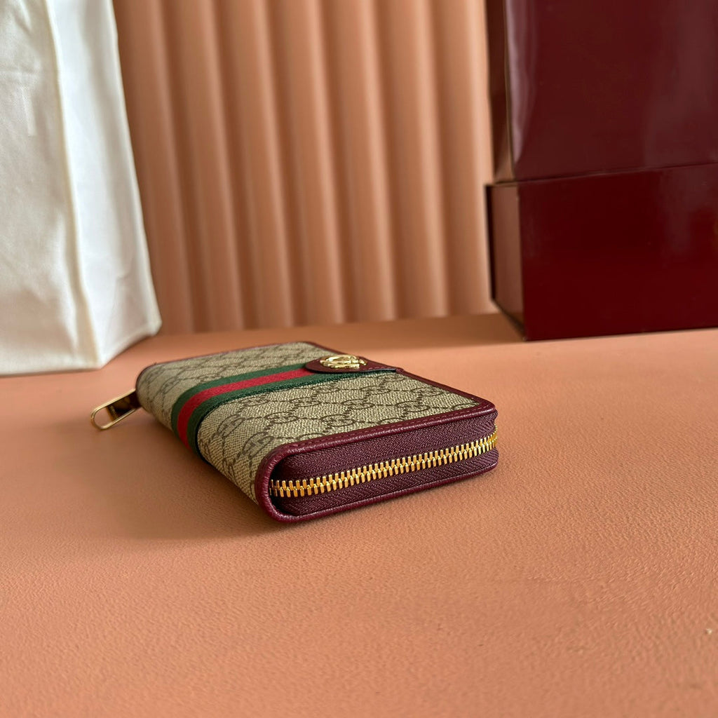 GG Ophidia Wallet 19.5 Dark Brown Beige in Soft GG Supreme 285050