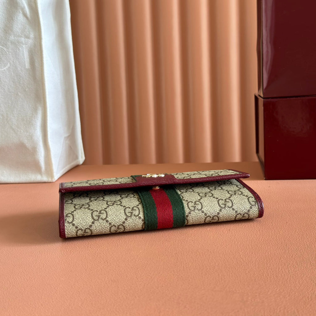 Gucci Ophidia Continental Wallet 19 Dark Brown Beige in Soft GG Supreme 285049