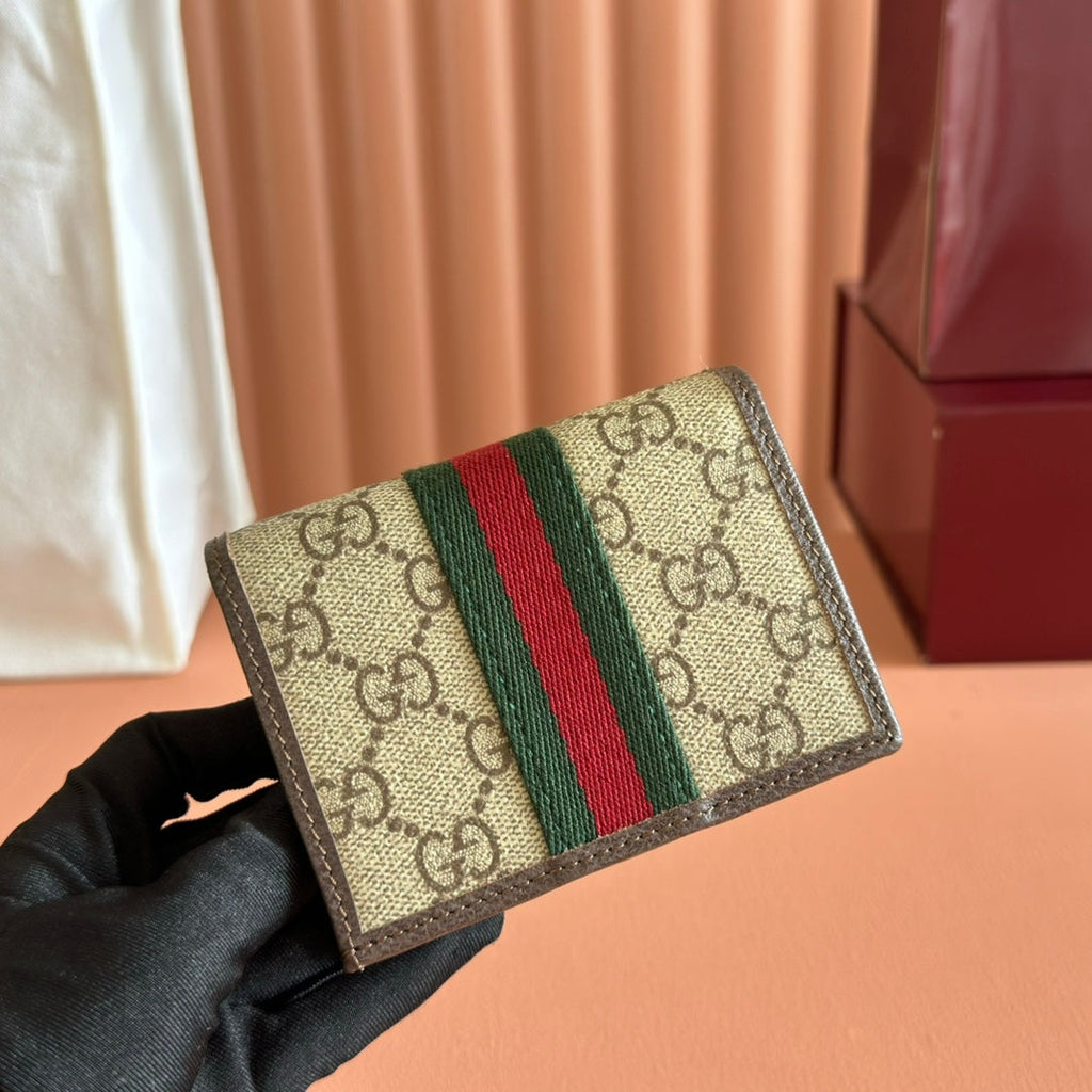 GG Ophidia Wallet 11 Brown Beige in Soft GG Supreme 285056