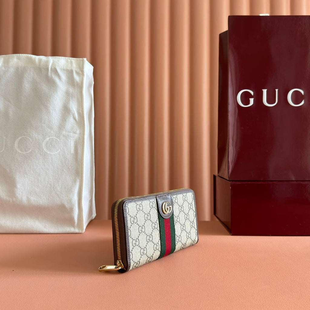 GG Ophidia Wallet 19.5 Brown Beige in Soft GG Supreme 285063