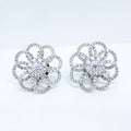 FLOWER SILVER DIAMOND EARRINGS