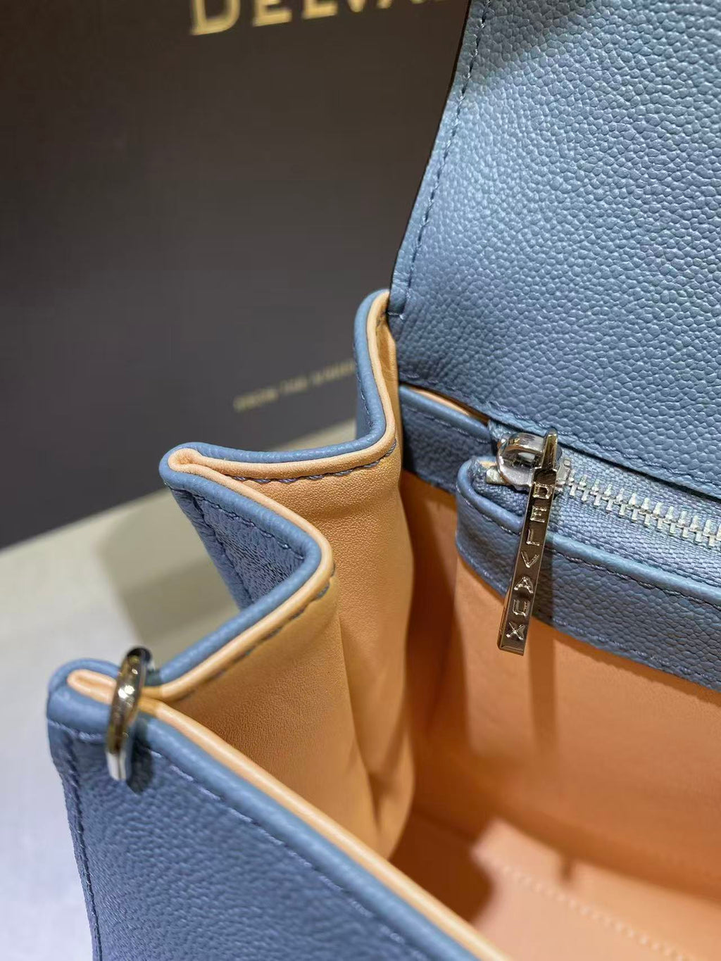 Delvaux Tempo Baby Blue in Grained Calfskin