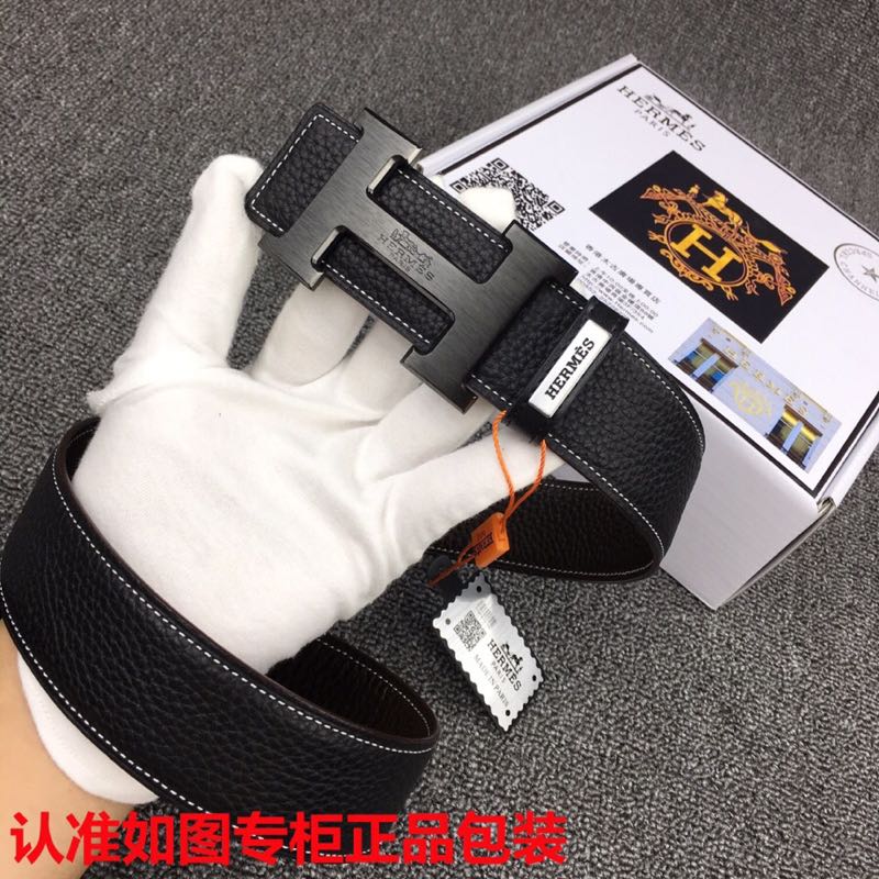 HM   Belt 38mm Black Cowhide Black Buckle 620252