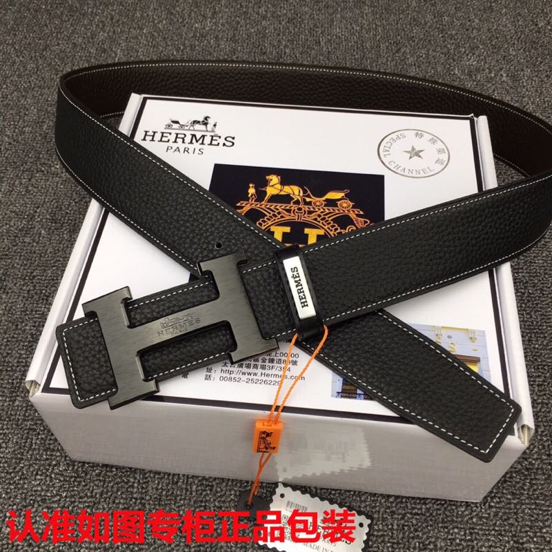 HM   Belt 38mm Black Cowhide Black Buckle 620252