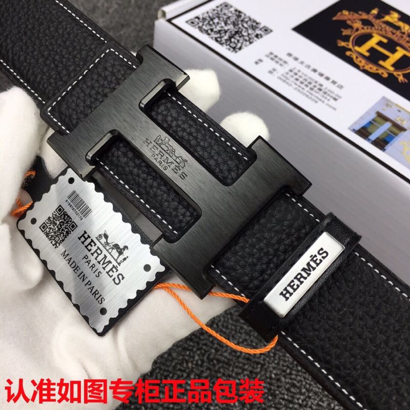 HM   Belt 38mm Black Cowhide Black Buckle 620252