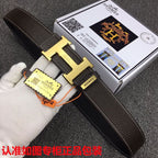 HM   Belt 38mm Black Cowhide Gold Buckle 620253
