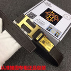 HM   Belt 38mm Black Cowhide Gold Buckle 620253