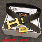 HM   Belt 38mm Black Cowhide Gold Buckle 620253