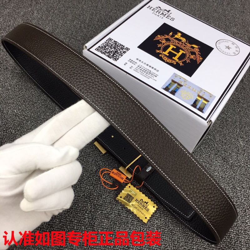 HM   Belt 38mm Black Cowhide Gold Buckle 620253