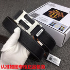 HM   Belt 38mm Black Cowhide Sliver Buckle 620254