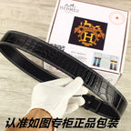 HM   Belt 38mm Black Crocodile Pattern Sliver Buckle 620265