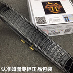 HM Belt 38mm Black Crocodile Leather Gold Buckle 619361
