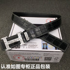 HM Belt 38mm Black Crocodile Leather Sliver Buckle 619362