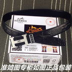 HM   Belt 38mm Black Epsom Sliver Buckle 620267