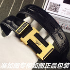 HM   Belt 38mm Black Epsom Gold Buckle 620266