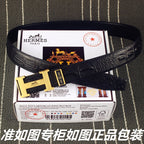 HM   Belt 38mm Black Epsom Gold Buckle 620266