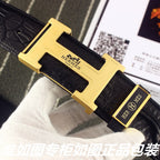HM   Belt 38mm Black Epsom Gold Buckle 620266