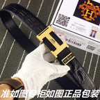 HM   Belt 38mm Black Epsom Gold Buckle 620266