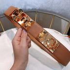 collier de chien belt 45mm brown epsom pink gold buckle