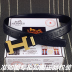 HM Constance Belt 38mm Black Calfskin Gold Buckle 619961